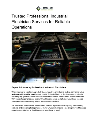 Trusted Professional Industrial Electrician Services for Reliable Operations