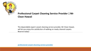 Professional Carpet Cleaning Service Provider  Mr Clean Hawaii