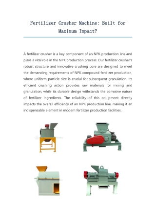 Fertilizer Crusher Machine: Built for Maximum Impact?