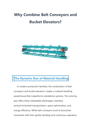 Why Combine Belt Conveyors and Bucket Elevators?