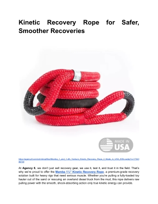 Kinetic Recovery Rope for Safer, Smoother Recoveries