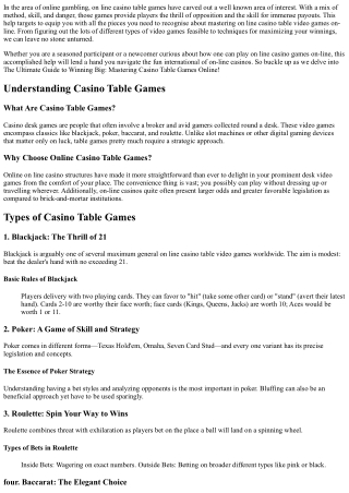 The Ultimate Guide to  Succeeding  Huge:  Grasping Casino Table  Gamings Online