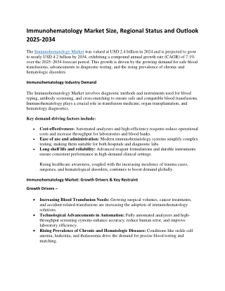 Immunohematology Market