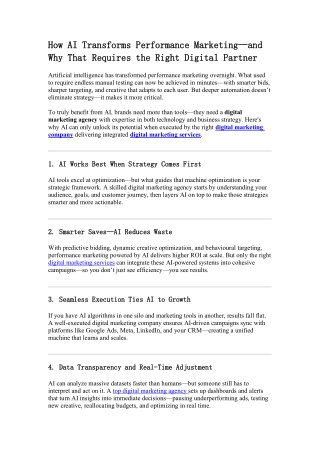 How AI Transforms Performance Marketing and Why That Requires the Right Digital Partner