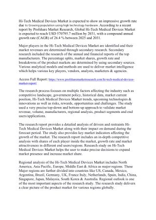 Hi-Tech Medical Devices Market Analysis and Forecast