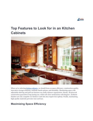Top Features to Look for in an Kitchen Cabinets