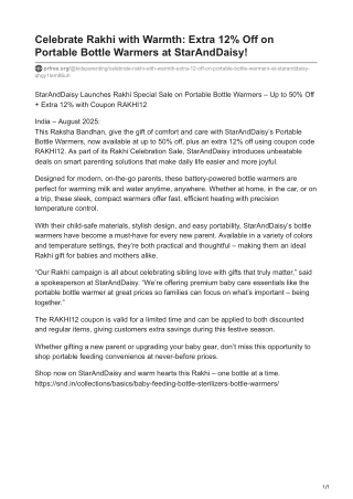 Celebrate Rakhi with Warmth_ Extra 12% Off on Portable Bottle Warmers at StarAndDaisy!