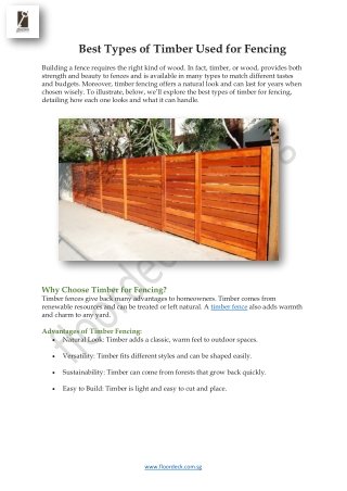 Best Types of Timber Used for Fencing