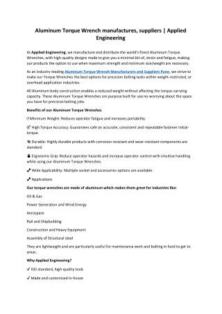 Aluminum Torque Wrench manufactures