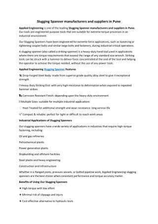 Applied Engineering is one of the leading Slugging Spanner manufacturers and suppliers in Pune