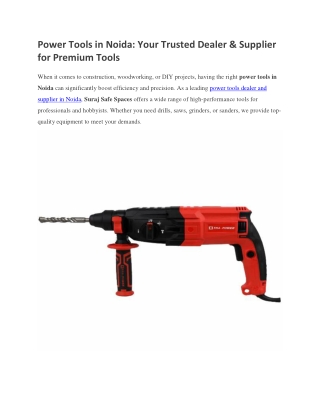 Power Tools in Noida: Your Trusted Dealer & Supplier for Premium Tools