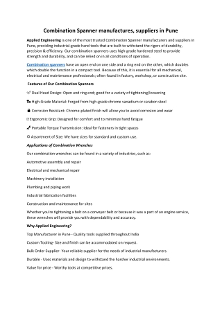 Combination Spanner manufactures