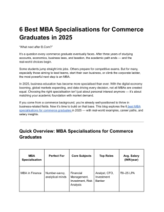 6 Best MBA Specialisations for Commerce Graduates in 2025