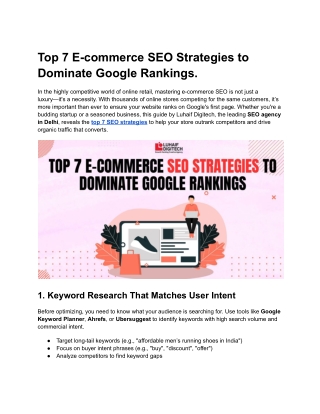 Top 7 E-commerce SEO Strategies to Dominate Google Rankings.
