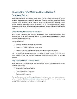 Choosing the Right Motor and Servo Cables A Complete Guide