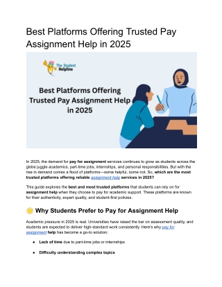 Best Platforms Offering Trusted Pay Assignment Help in 2025