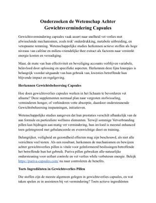 Controleren de Wetenschap Achter Gewichtsverlies Capsules