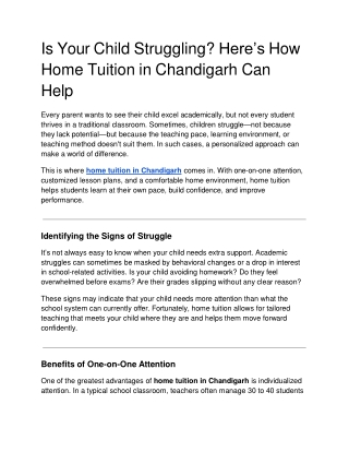 Is Your Child Struggling_ Here’s How Home Tuition in Chandigarh Can Help