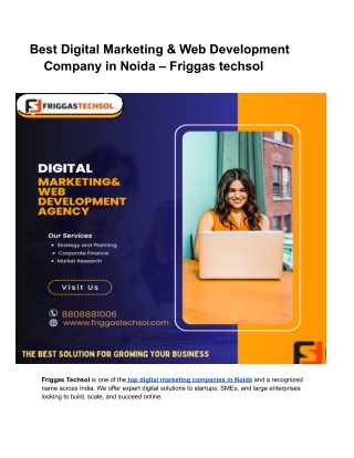 Best Digital Marketing & Web Development Companies in Noida – Friggas techsol