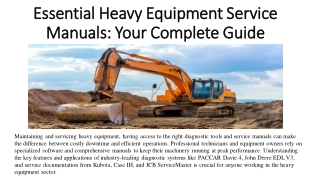 Essential Heavy Equipment Service Manuals: Your Complete Guide