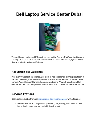 Dell Laptop Service Center Dubai