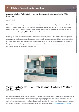 Custom Kitchen Cabinets in London: Bespoke Craftsmanship by P&B Interiors