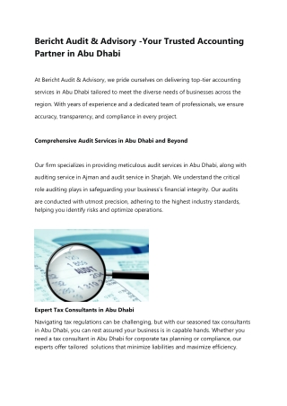 Bericht-tax consultant abu dhabi
