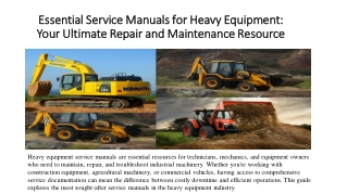 Essential Service Manuals for Heavy Equipment
