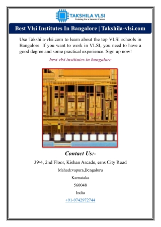 Best Vlsi Institutes In Bangalore | Takshila-vlsi.com