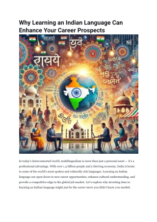 Why Learning an Indian Language Can Enhance Your Career Prospects