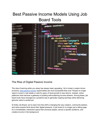 Best Passive Income Models Using Job Board Tools