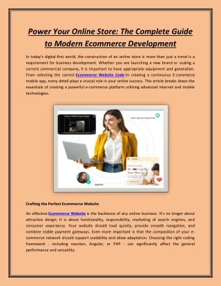 Power Your Online Store: The Complete Guide to Modern Ecommerce Development