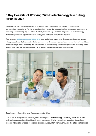 5 Key Benefits of Working With Biotechnology Recruiting Firms in 2025