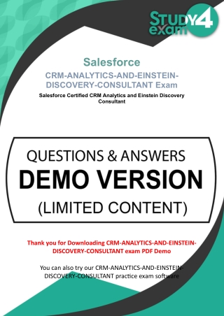Free Salesforce Certified CRM Analytics and Einstein Discovery Consultant (Analytics-Con-201)  Exam Questions