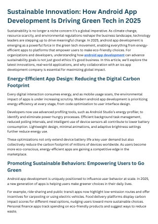 Sustainable Innovation How Android App Development Is Driving Green Tech in 2025