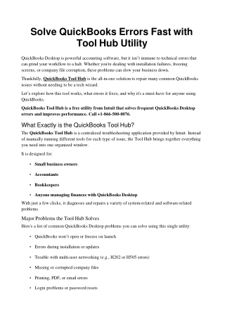 Fix QuickBooks Errors Fast with Tool Hub | Free Download