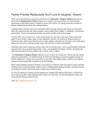 Family-Friendly Restaurants You’ll Love in Vaughan, Ontario