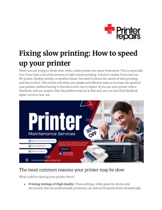 Fixing slow printing: How to speed up your Printer