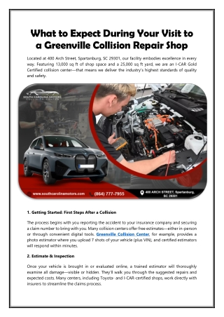 What to Expect During Your Visit to a Greenville Collision Repair Shop