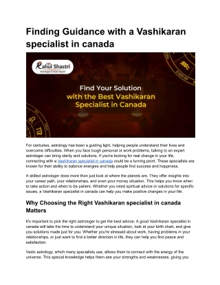 Vashikaran specialist in canada