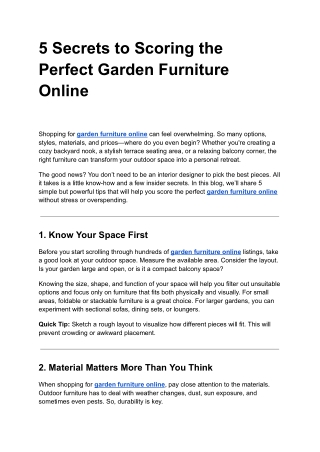 5 Secrets to Scoring the Perfect Garden Furniture Online