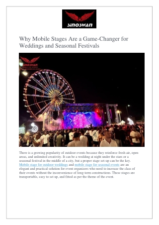 Why Mobile Stages Are a Game‑Changer for Weddings and Seasonal Festivals