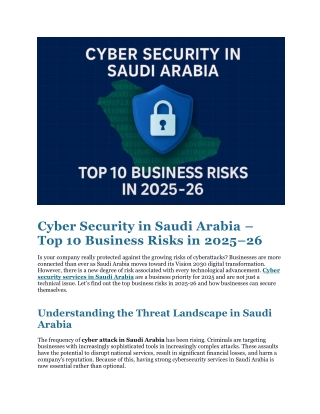 Cyber Security in Saudi Arabia – Top 10 Business Risks in 2025–26
