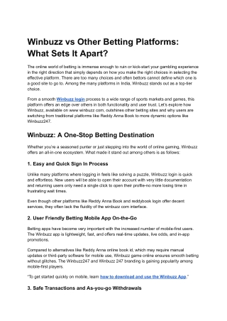 Winbuzz vs Other Betting Platforms_ What Sets It Apart_