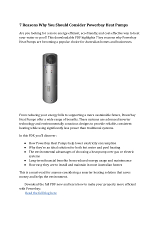 7 Reasons Why You Should Consider Powerbay Heat Pumps