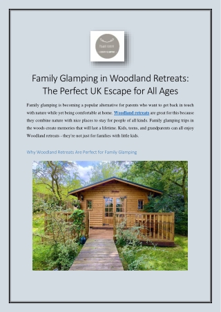 Family Glamping in Woodland Retreats The Perfect UK Escape for All Ages