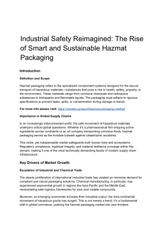 Industrial Safety Reimagined: The Rise of Smart and Sustainable Hazmat Packaging