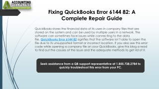 Easy Steps to Fix QuickBooks Error 6144 82