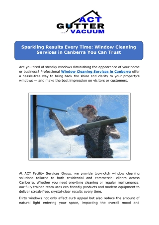 Sparkling Results Every Time: Window Cleaning Services in Canberra You Can Trust