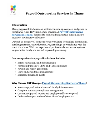 Payroll Outsourcing Services in Thane